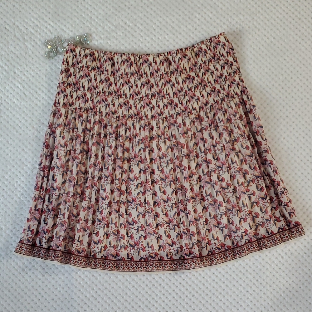 New Max Studio Womens A-Line Skirt Large in Red and Cream